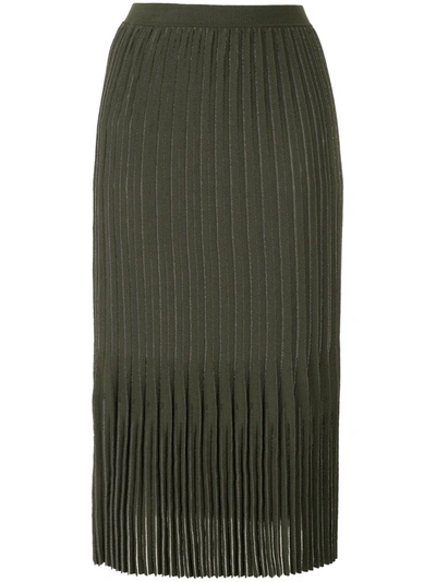 Dion Lee Godet Pleated Midi Skirt In Green