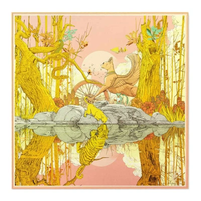 Pig, Chicken & Cow The Jungle Silk Scarf Pink Gold