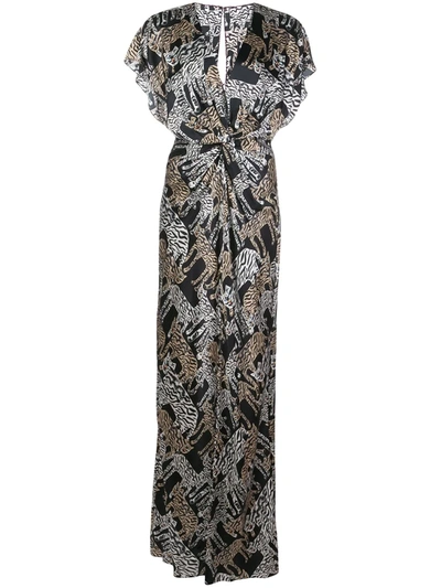 Prabal Gurung Safari Twist Front Gown In Black