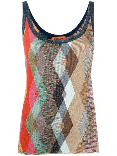 Missoni Argyle Glitter Waistcoat Top In Neutrals