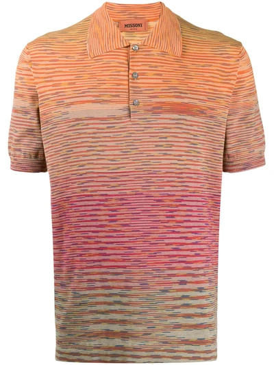 Missoni Abstract Stripe Polo Shirt In Orange
