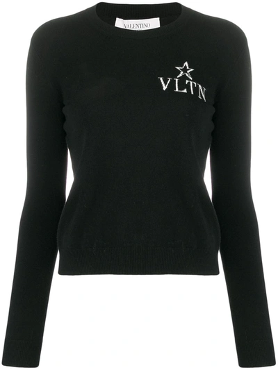 Valentino Jacquard V Logo Jumper In Black