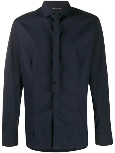 Neil Barrett Tie-embellished Shirt In Blue