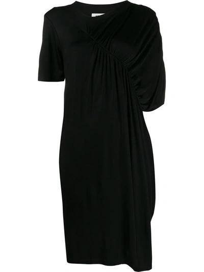 Mm6 Maison Margiela Ruched Stretch-jersey Dress In Black