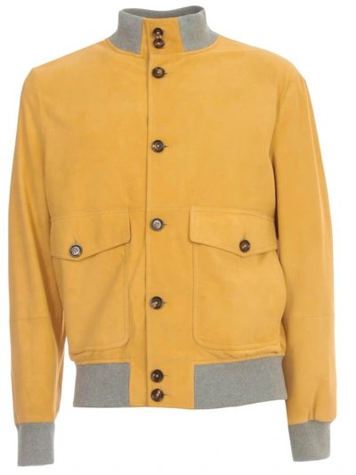 Eleventy Buttoned Bomber Jacket In Yellow