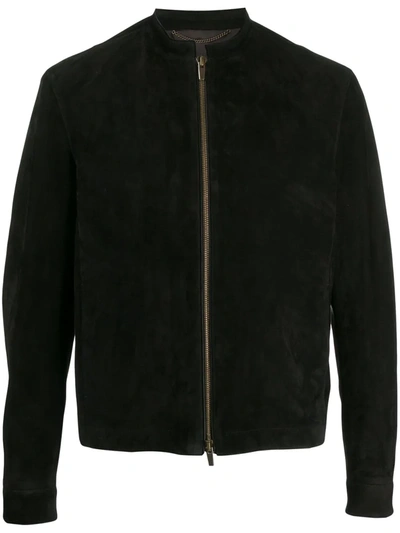 Ajmone Long Sleeve Zipped Jacket In Black