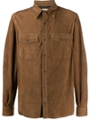 Ajmone Long Sleeve Flap Pocket Shirt In Fandango