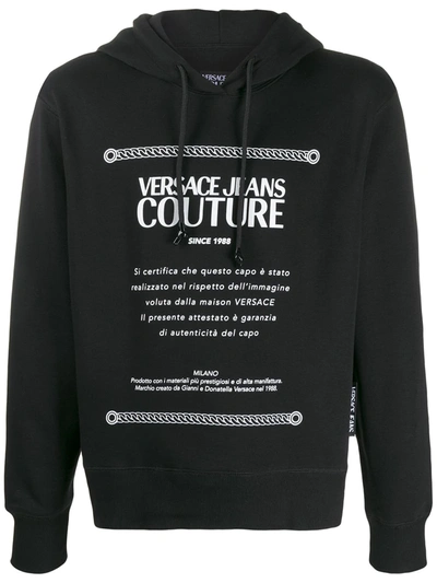 Versace Jeans Couture Etichetta Label Print Hoodie In Black