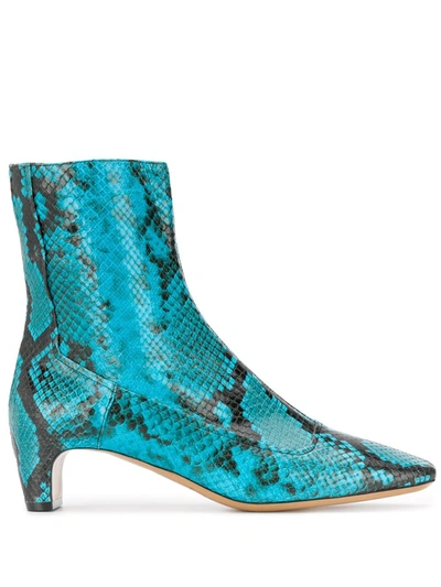 Maison Margiela 35mm Snake-effect Ankle Boots In Blue