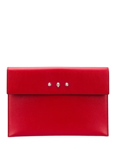 Alexander Mcqueen Foldover Envelope Clutch Bag In Red