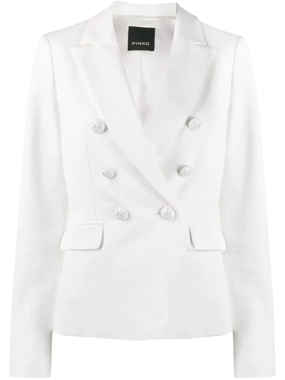 Pinko Fitted Double Buttoned Blazer In White