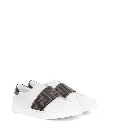 Fendi Kids' Ff Touch-strap Sneakers In White
