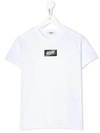 Msgm Kids' Logo Patch Crew Neck T-shirt In White