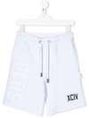 Gcds Kids' Logo Patch Track Shorts In White