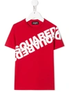 Dsquared2 Kids' Mirrored Logo Print T-shirt In Red