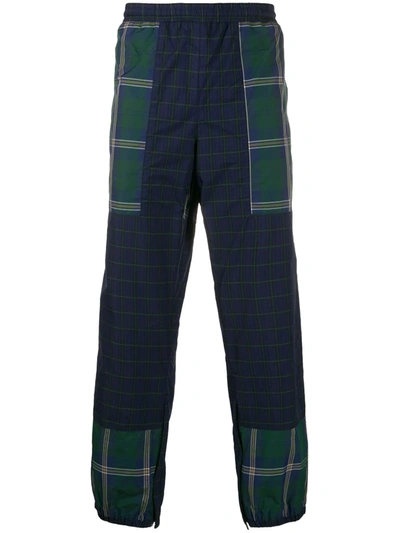 Gr-uniforma Checked Panelled Tapered-leg Trousers In Blue
