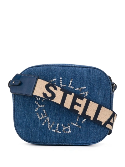 Stella Mccartney Mini Stella Logo Camera Bag In Blue