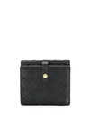 Bottega Veneta Intrecciato Weave French Wallet In Black