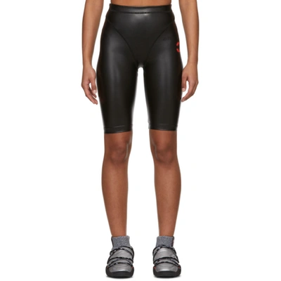 Adidas Originals By Alexander Wang Printed Faux Stretch-leather Shorts In Black