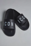 Dsquared2 10mm Icon Rubber Slides In Black
