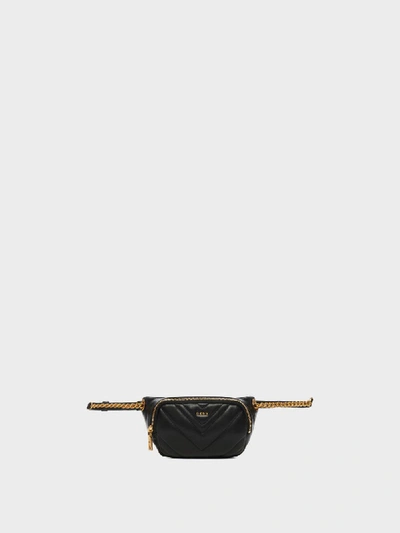 Donna Karan Vivian Chevron Quilted Belt Bag In Black/gold
