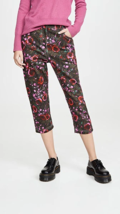 Marni Floral Jean Trousers In Starlight Pink