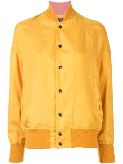 Y's Yellow Silk Printed Bomber Jacket