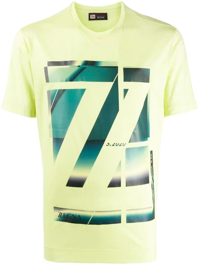 Z Zegna Abstract Logo-print T-shirt In Yellow