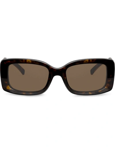 Versace Tortoiseshell Rectangular Frame Sunglasses In Brown