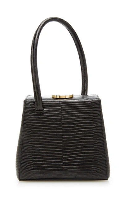 Little Liffner Madame Croc-embossed Leather Top Handle Bag In Black