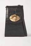 Little Liffner Camera Croc-embossed Leather Crossbody Bag In Black