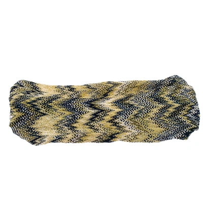 Pre-owned Missoni Navy Blue And Yellow Chevron Knit Headband