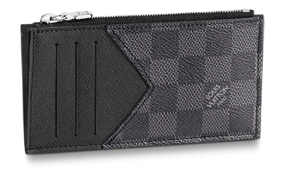 Pre-owned Louis Vuitton Coin Card Holder Damier Graphite Grey/black