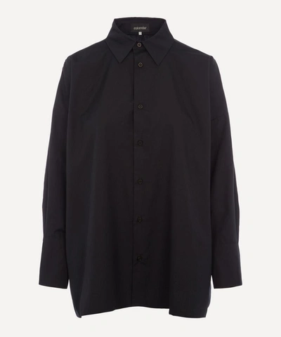 Eskandar Wide A-line Back Pleated Shirt In Black