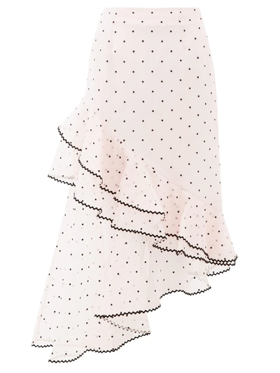 Erdem Antoinette Polka-dot Silk-blend Chiffon Midi Skirt In Pink