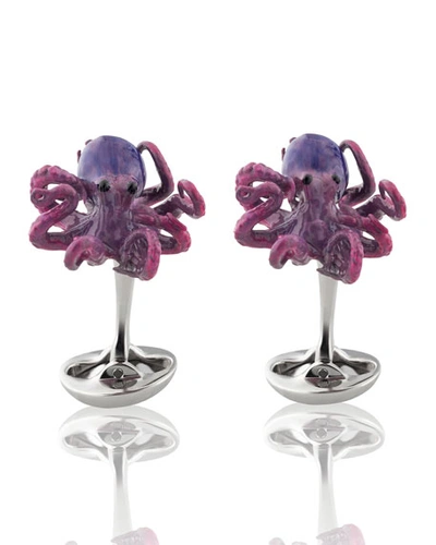 Fils Unique Purple Octopus Sterling Silver Cufflinks