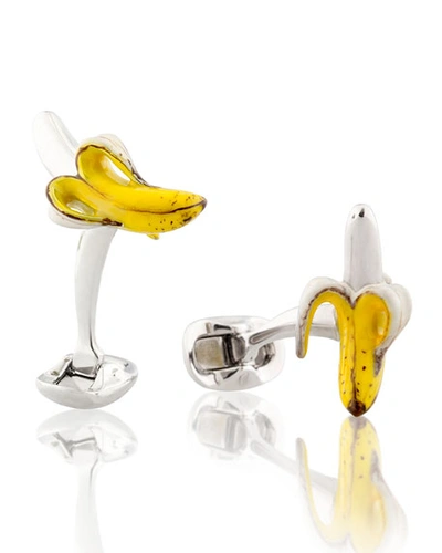 Fils Unique The Reed Banana Sterling Silver Cufflinks In Yellow