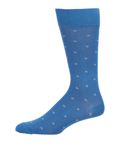 Neiman Marcus Men's Square-dot Socks In Royal