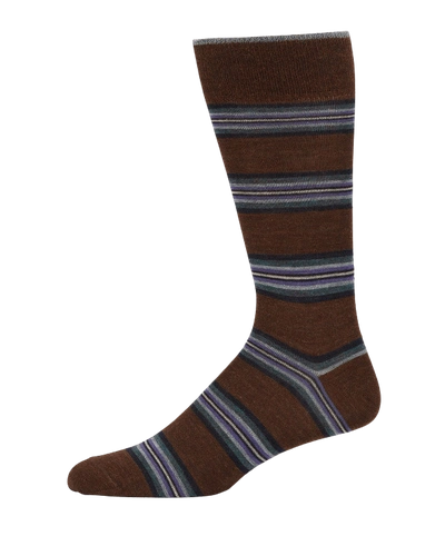 Neiman Marcus Men's Striped Wool Socks In Brown