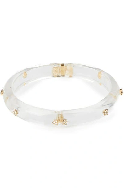 Alexis Bittar Pave & Star Studded Lucite Hinge Bracelet In Clear