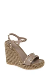 Valentino Garavani Rockstud Thorchon Espadrille Wedge Sandal In Taupe