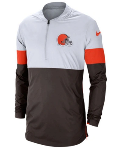 Nike Men's Cleveland Browns Lightweight Coaches Jacket In White/brown/orange