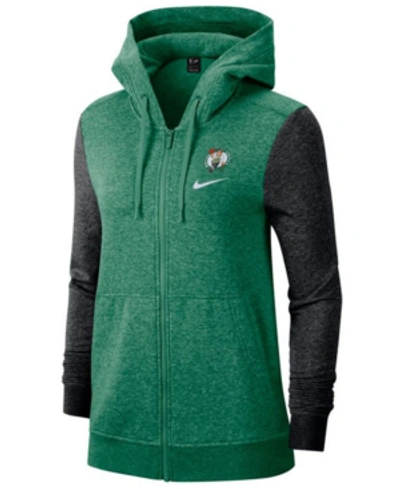 Nike Women's Boston Celtics Full-zip Club Fleece Jacket In Green/black