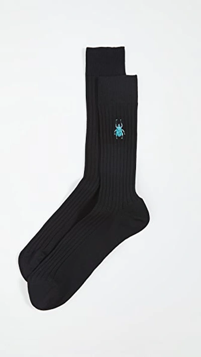 Paul Smith Beetle Embroidered Socks In Black