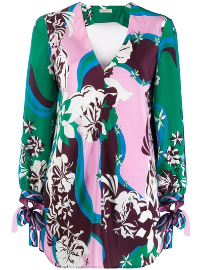 Pucci Printed V-neck Blouse In Pink