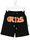 Gcds Kids' Logo Print Shorts In Black
