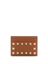 Valentino Garavani Garavani Rockstud Leather Card Holder In Nude