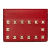 Valentino Garavani Garavani Rockstud Card Holder In Red