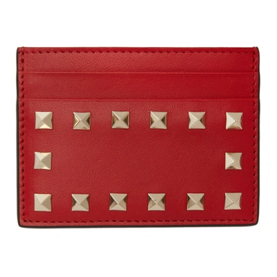 Valentino Garavani Rockstud Card Holder In Red