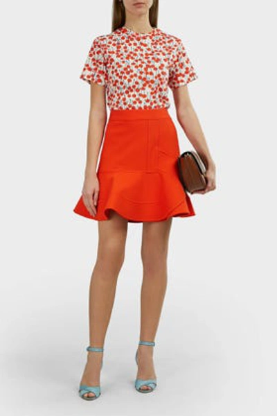 Victoria Victoria Beckham 'flounce' Ruffle Hem Mini Skirt In Red